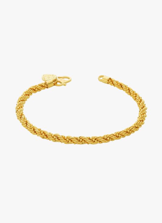 916 Gold thick Rope Style with Twisted ball Bracelet