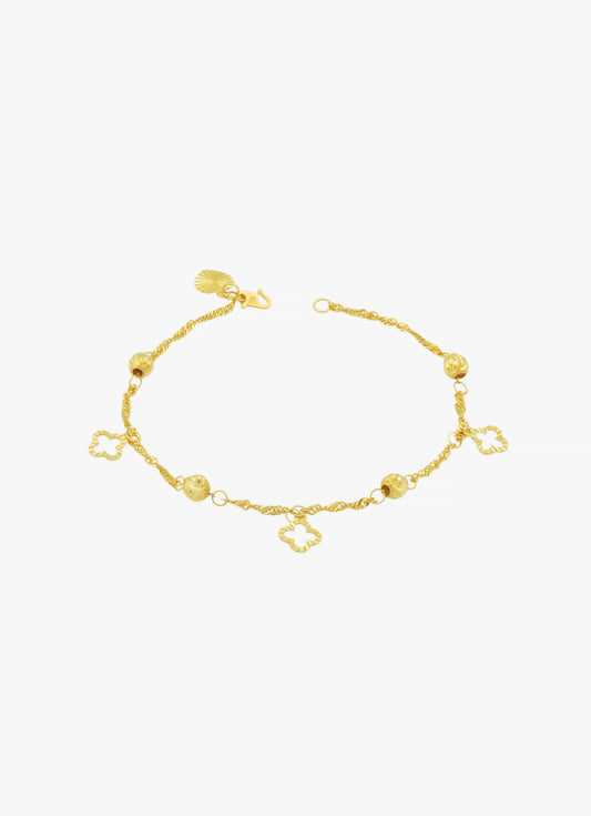916 Gold 4 leaves ripple bracelet