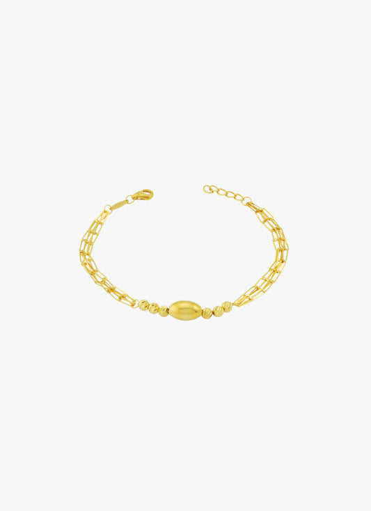 916 Gold Beads Layer Paperclip Bracelet