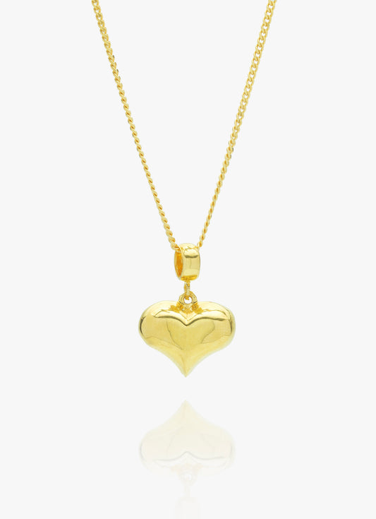 916 Gold Glossy Puffed Heart Pendant