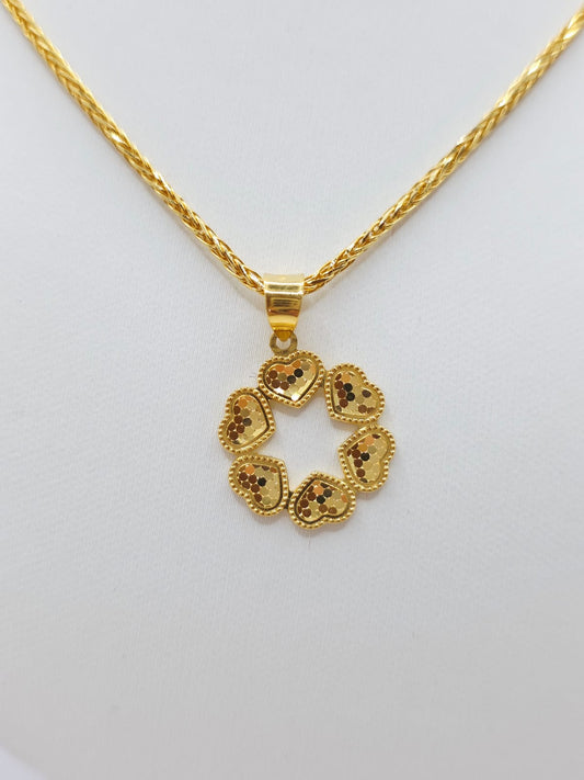 916 Gold Shining 6 Hearts Pendant